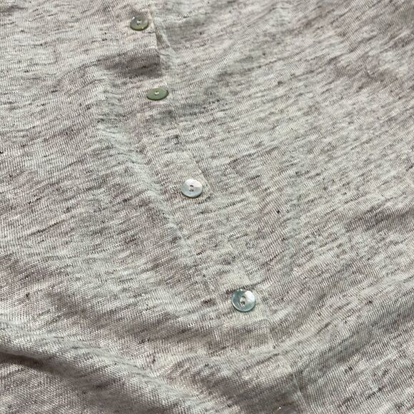 Tahari Tan Linen Space Dye Tuxedo Hem Short Sleeve Top Sz M - Picture 11 of 11